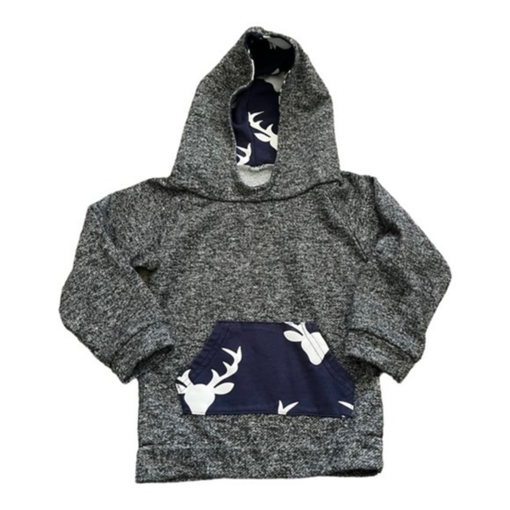 HOODIE cotton marble grey Boys 100/3 US kangaroo pocket long sleeves
